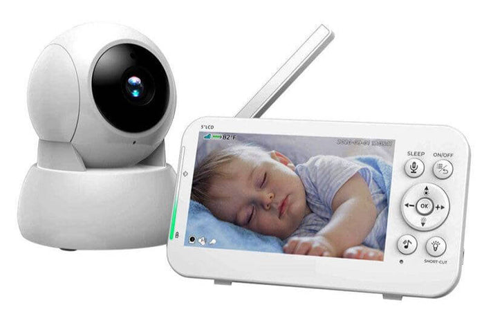 5-Inch Pan-Tilt Baby Monitor | HD Video | Extended Battery | Multi-Function Infant Care System , 