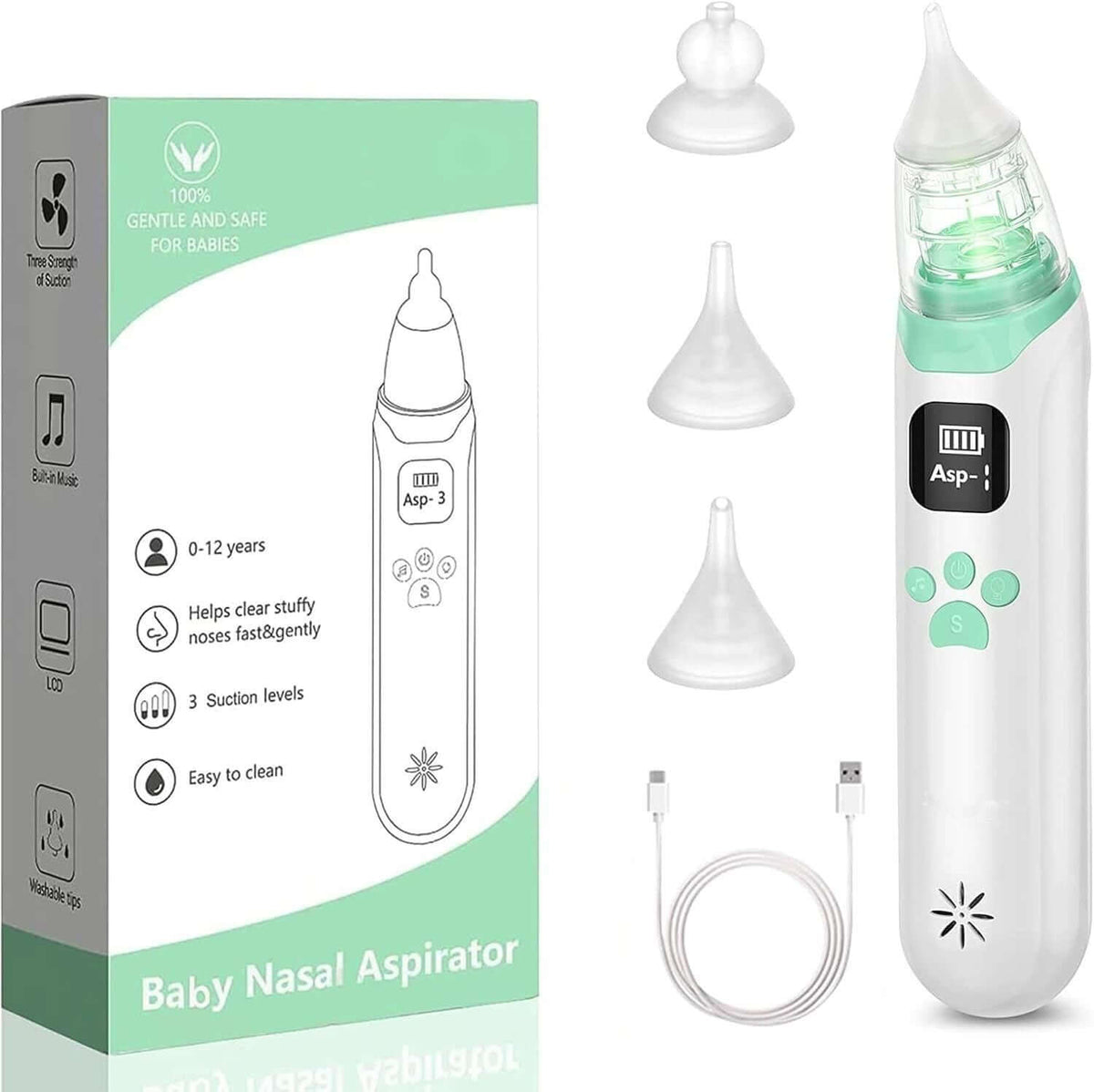Electric Baby Nasal Aspirator | Safe Suction Nose Cleaner | Anti-Backflow Design for Infants and Toddlers , 