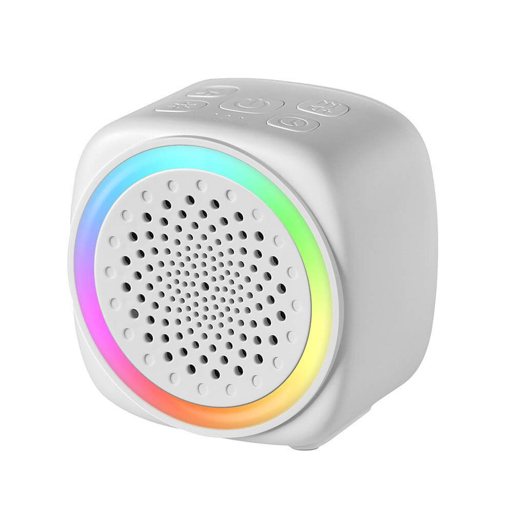 26-Song white noise sleep machine for babies with colorful ambient lighting and adjustable volume.