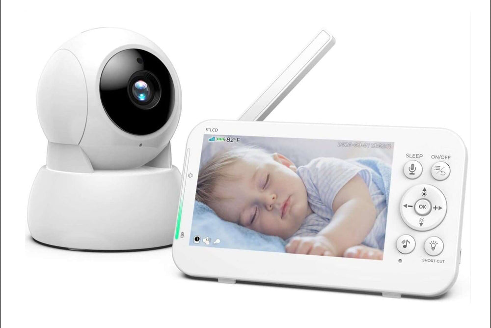 5-Inch Pan-Tilt Baby Monitor | HD Video | Extended Battery | Multi-Function Infant Care System , 