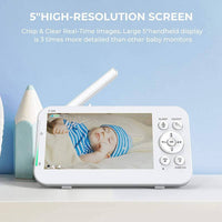 5-Inch Pan-Tilt Baby Monitor | HD Video | Extended Battery | Multi-Function Infant Care System , 