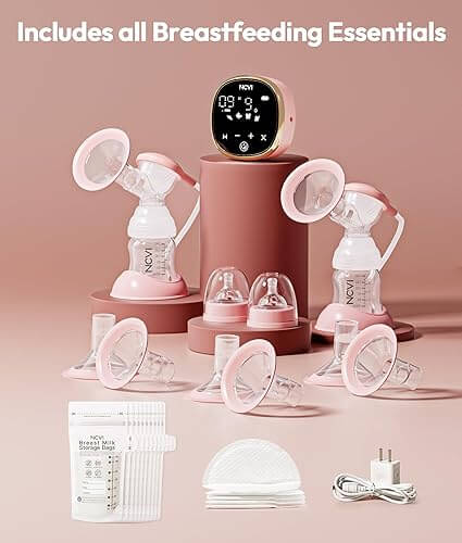 NCVI Electric Double Breast Pump 8782| 4 Modes 9 Levels | 2200mAh Battery | Food-Grade Silicone | Quiet 40dB